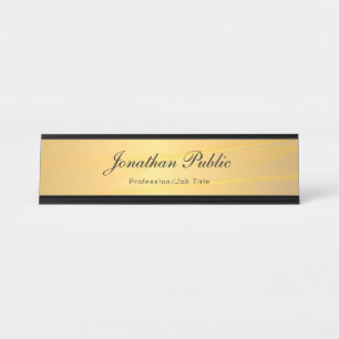 Gold Modern Calligraphy Text Name Sjabloon Elegant Bureau Naambordje