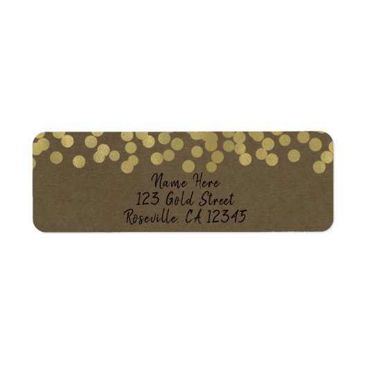 Gold Modern Chic Kraft Chic Wedding Etiket (Voorkant)