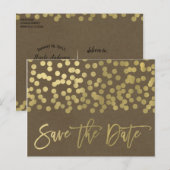 Gold Modern Chic Rustic Kraft Save the Date Aankondigingskaart (Voorkant / Achterkant)