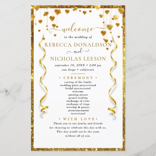 Gold Modern Elegant Calligraphy Wedding Program (Voorkant)