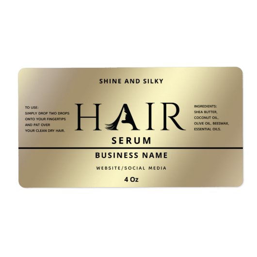 Gold Modern elegant haarserumlabel Etiket (Voorkant)