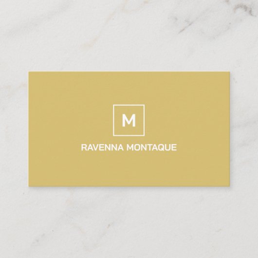 Gold Modern Elegant Simple Monogram Name Visitekaartje (Voorkant)