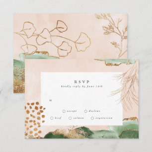 Gold Modern Eucalyptus Abstracte Greenery Moss RSVP Kaartje