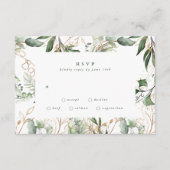 Gold Modern Eucalyptus Elegant Greenery Moss RSVP Kaartje (Voorkant)