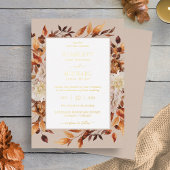 Gold Modern Fall Wedding Folie Uitnodiging