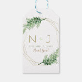 Gold Modern Glam Geometric Botanical Weddenschap Cadeaulabel (Achterkant)