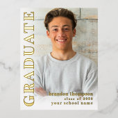 Gold Modern Graduate Photo Invitation Modèle (Recto)