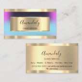 Gold Modern Hairdresser Cobalt BlackGlitter OMBRÉ Visitekaartje (Voorkant / Achterkant)