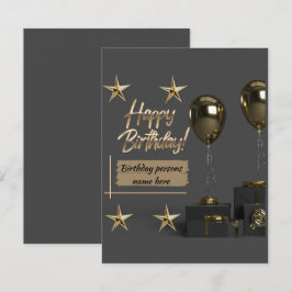 Gold Modern  Happy Birthday Notitiekaartje