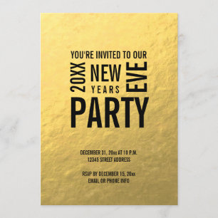 Gold Modern New Years Eve Party nodigt uit Kaart