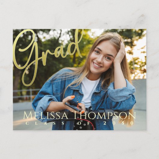 Gold Modern Photo Graduation Invitation (Devant)
