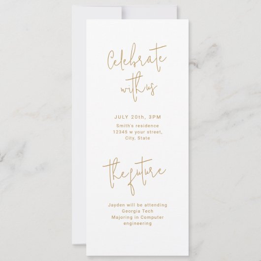 Gold Modern Script 3 Foto Afstuderen Aankondiging (Achterkant)