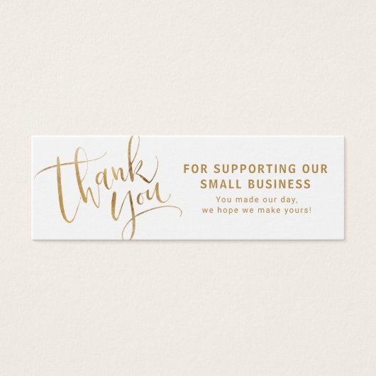 Gold modern script logo business bedankt dat je he mini visitekaartjes (Voorkant)
