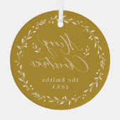 Gold Modern script Merry Kerstfeestdag Metal O Glas Ornament (Achterkant)
