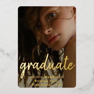 Gold Modern Typography 3 Fotocollage Afstuderen Folie Uitnodiging