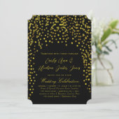 Gold  Modern Typography Wedding Invitation Kaart (Staand voorkant)