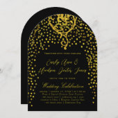 Gold  Modern Typography Wedding Invitation Kaart (Voorkant / Achterkant)