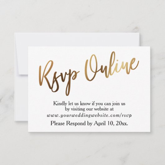 Gold moderne et Bokeh RSVP en ligne écriture Décon (Devant)