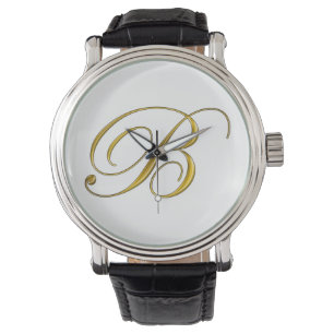 Gold Monogram B Aangepaste horloges
