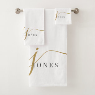 Gold Monogram Bad Handdoek