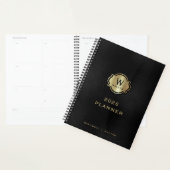 Gold Monogram Black Leather Look Planner (Display)