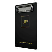 Gold Monogram Black Sjabloon Elegant Moderne Chic Mini Klembord (Angled2)