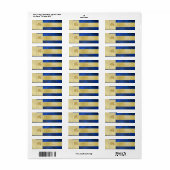 Gold Monogram Blue Business Address Label (Full Sheet)