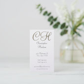 Gold Monogram Calligraphy Script Visitekaartje (Staand voorkant)
