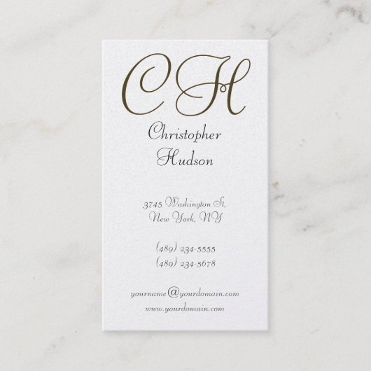 Gold Monogram Calligraphy Script Visitekaartje (Voorkant)