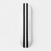 Gold Monogram Classic Black White Racing Stripes Skateboard (Voorkant)