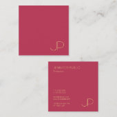 Gold Monogram Creative Design Sjabloon Modern Vierkante Visitekaartje (Voorkant / Achterkant)