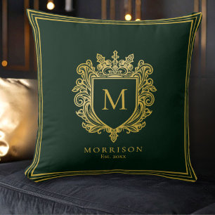 Gold Monogram Crest Sierkussen