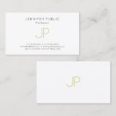 Gold Monogram Design Trendy Modern Elegant Plain Visitekaartje (Voorkant / Achterkant)