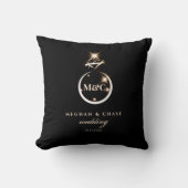Gold Monogram Diamond Ring Wedding Save the Date Kussen (Voorkant)