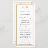 Gold Monogram Elegant Classic Wedding Programma (Voorkant / Achterkant)