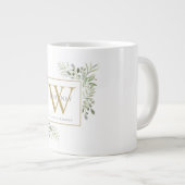 Gold Monogram Elegant Modern Greenery Extra Grote Beker (Voorkant rechts)