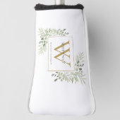 Gold Monogram Elegant Modern Greenery Golfheadcover (Draai 90)