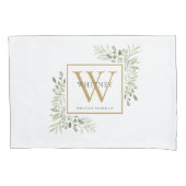 Gold Monogram Elegant Modern Greenery Pillow Hoesj Kussensloop (Voorkant)
