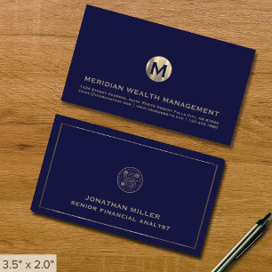 Gold Monogram Financial Carte de visite QR Code