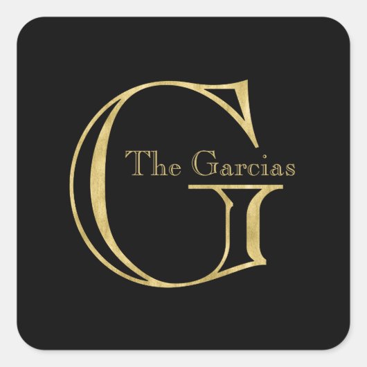 Gold Monogram G en naam op elke kleur Vierkante Sticker (Voorkant)