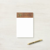 Gold Monogram Genuine Leather Look Elegant Post-it® Notes (Op bureau)