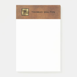 Gold Monogram Genuine Leather Look Elegant Post-it® Notes