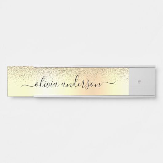 Gold Monogram Glitter Sparkle Girly Script Deurbordje (Voorkant)