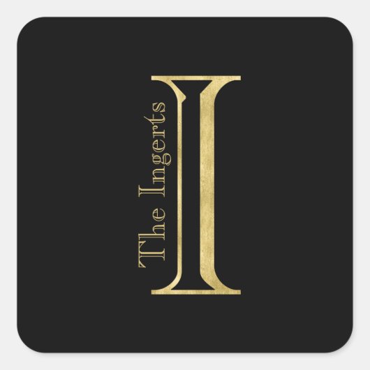 Gold Monogram I en naam op elke kleur Vierkante Sticker (Voorkant)