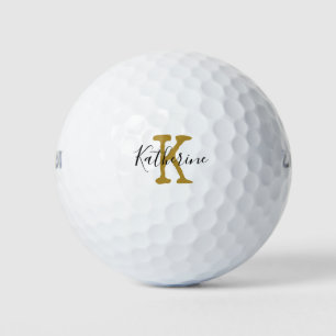 Gold Monogram Initiaal en naam Golf Balls Golfballen
