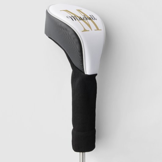 Gold Monogram Initiaal en naam op maat Golfheadcover (Schuin)