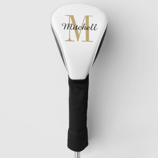 Gold Monogram Initiaal en naam op maat Golfheadcover (Voorkant)