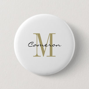 Gold Monogram Initiaal en naam op maat Ronde Button 5,7 Cm