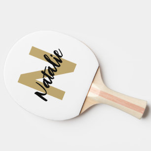 Gold Monogram Initiaal en naam op maat Tafeltennisbatje