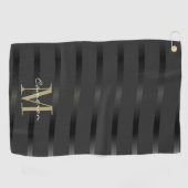 Gold Monogram Initiaal en naam op zwart Golfhanddoek (Horizontaal)